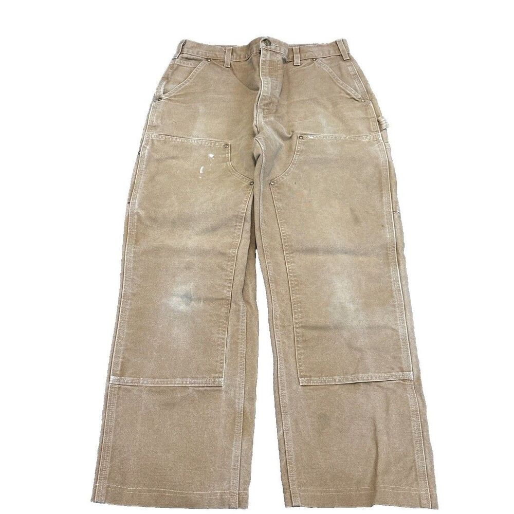 Vintage Union-Made USA Carhartt Double Knee Pants 34 Loose Fit B01 BRN (READ)